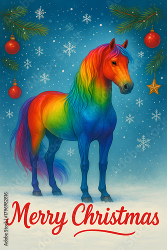 new year card with horse