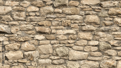 Seamless texture of aged French stonework in traditional masonry, ideal for background applications