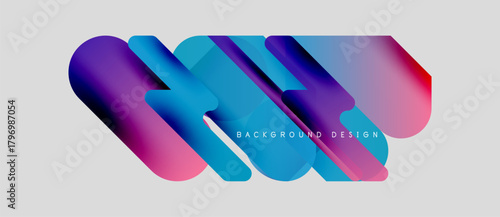 Abstract colorful shapes overlap, creating dynamic visual effect. Gradient hues blend smoothly, forming modern background design.