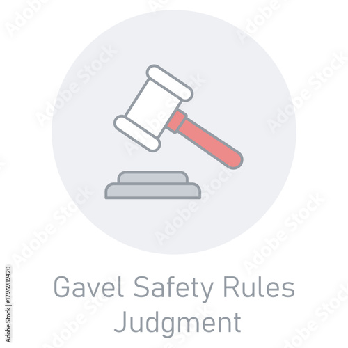 Gavel Safety Rules Judgment Icon, Legal Decision, Court Judgment, Justice Hammer, Law Enforcement Icon, vector