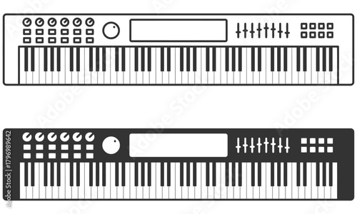 Music keyboard icon audio synthesizer vector illustration