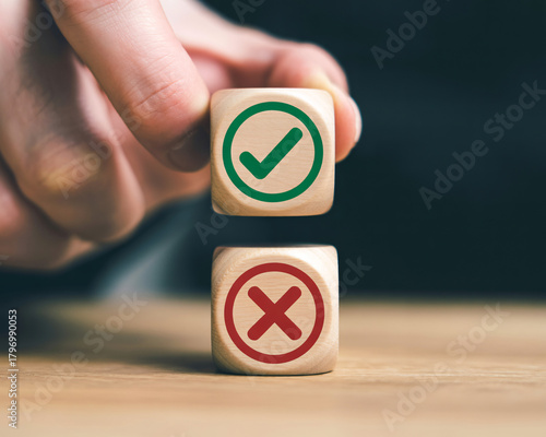Decision time choosing between right and wrong, a visual metaphor for making good choices, ethical dilemmas, and the power of positive decisions