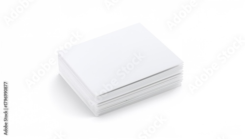 Stack of white sticky notes isolated on white background, ideal for organizational use