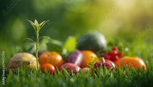 Fototapeta Naklejka Na Ścianę i Meble -  Young leaves on a flower, representing a fiber-dense choice, summer