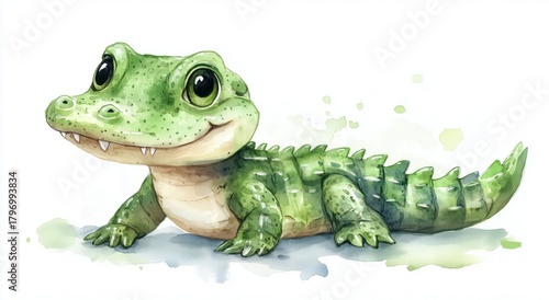Bright Green Reptile Posing Against a Plain Background Showcasing Its Detaile...