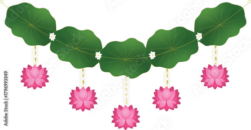 Lotus Garland Hanging Decoration with Leaves
