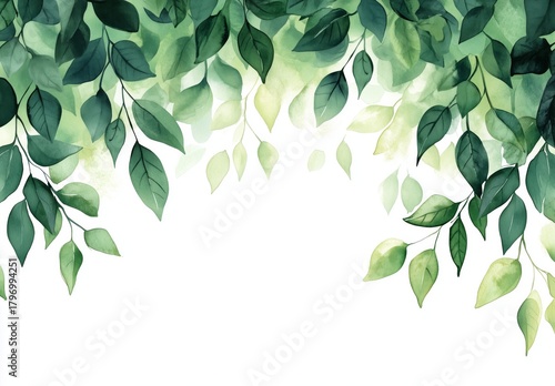 Green Leaves Surround a Blank Space for Design or Text in a Bright and Fresh ...