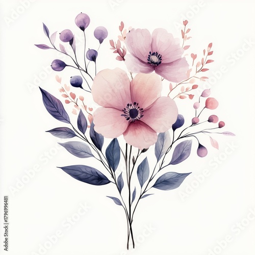 Beautiful Floral Arrangement Featuring Soft Pink Flowers and Delicate Purple ...