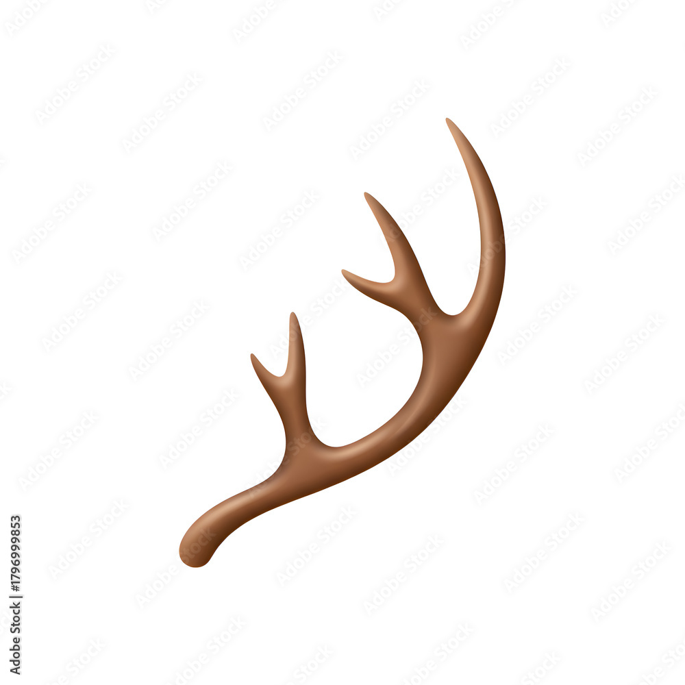 Fototapeta premium vector illustration of single reindeer antler isolated on white background for christmas decor