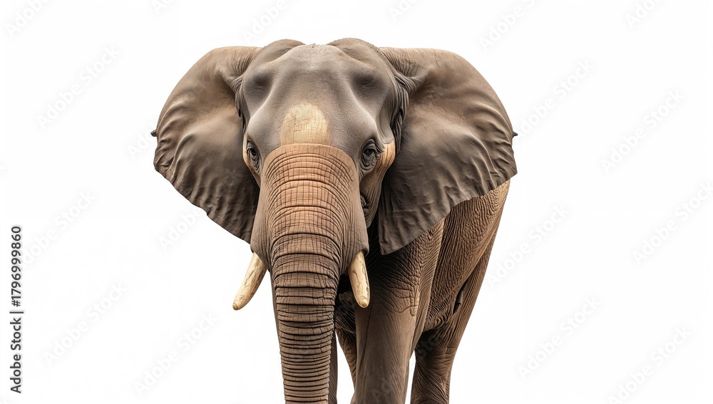 Obraz premium Elephant standing alone on a plain white backdrop