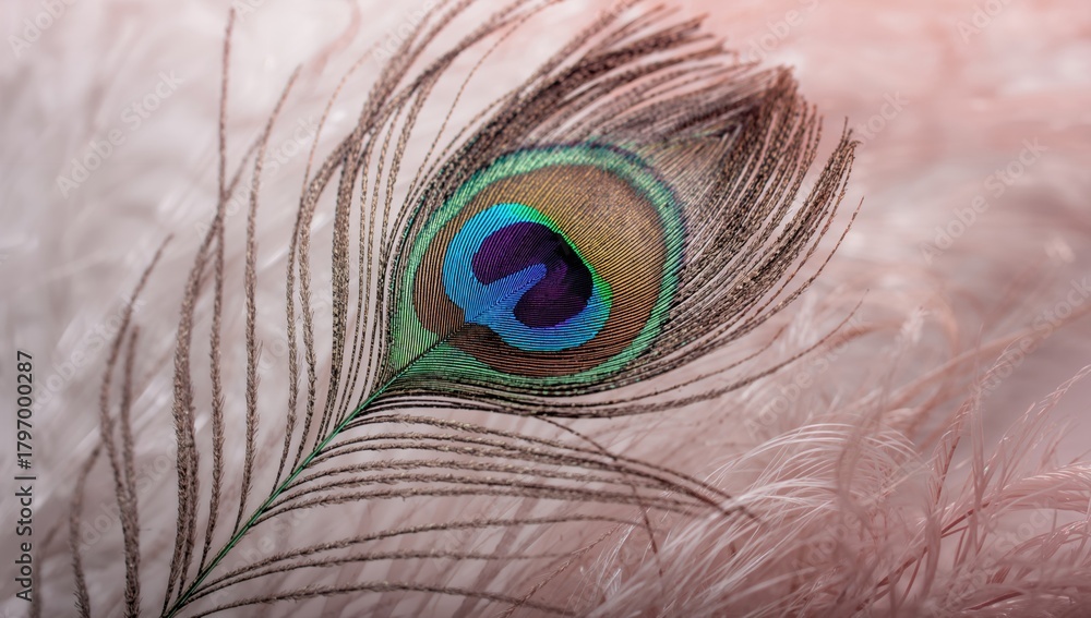 Obraz premium Peacock feather, vibrant and textured, suitable for decorative use