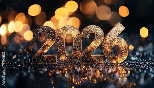 New Years Celebration 2026 With Sparkling Decorations and Vibrant Lights at N...
