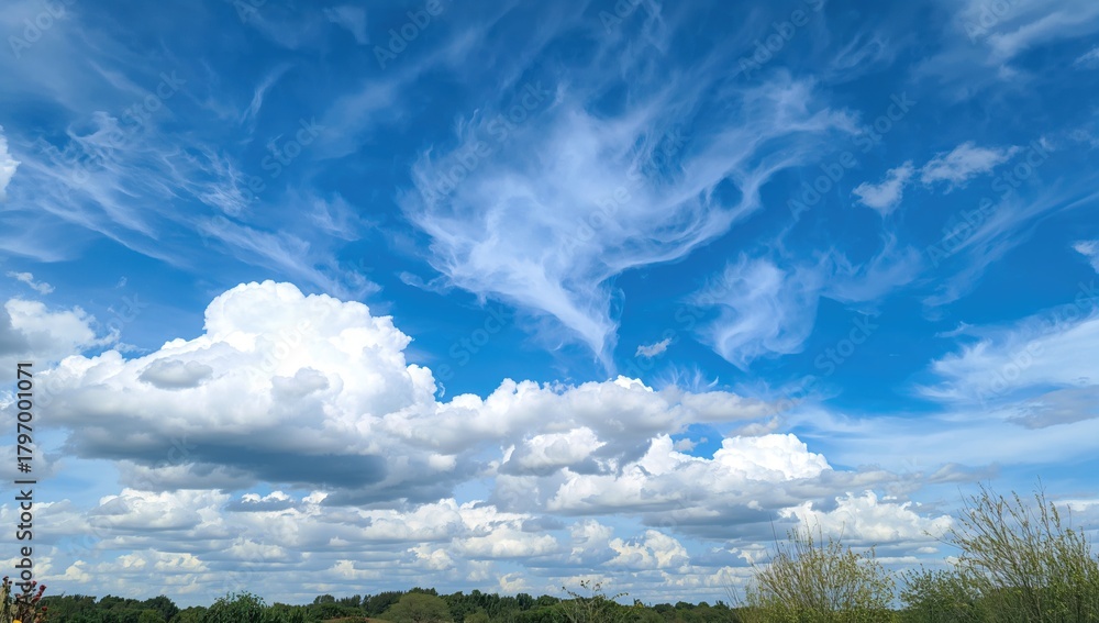 Obraz premium Bright daylight accompanied by a cloudy sky, reflecting seasonal change