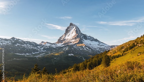 Mont Blanc massif view, showcasing snowcapped peaks, seasonal change