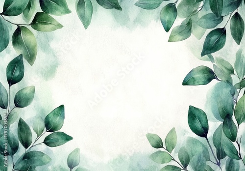 Lush Green Leaves Creating a Serene and Calming Border for Artistic Projects ...