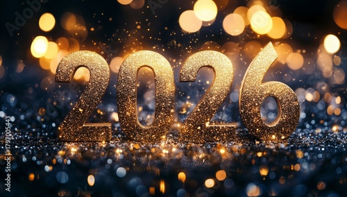 New Years Celebration 2026 With Sparkling Decorations and Vibrant Lights at N...