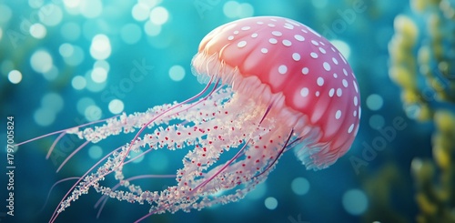 Majestic Jellyfish Floating Gracefully in Vibrant Ocean Waters