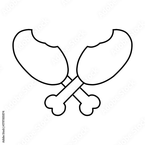 Grilled chicken icon vector. Chicken illustration sign. BBQ symbol. Bird logo.