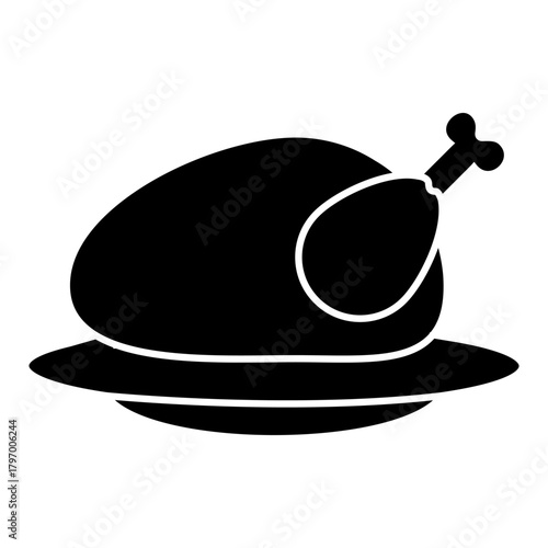 Grilled chicken icon vector. Chicken illustration sign. BBQ symbol. Bird logo.