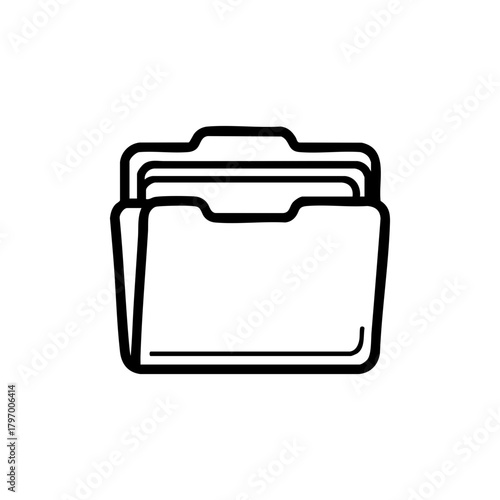 File folder line icon. Minimalist outline symbol for documents and data. Vector illustration for web and UI design