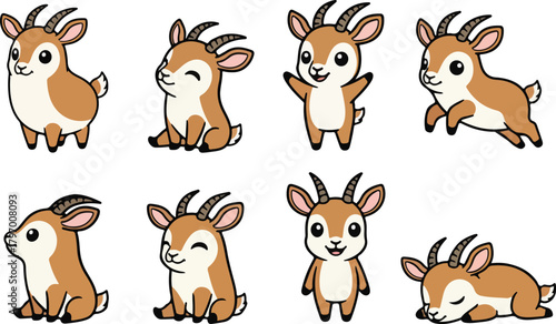 vector illustration of oribi funny cute cartoon mascot character cartoon with 8 poses 01