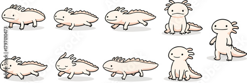 vector illustration of olm funny cute cartoon mascot character cartoon with 9 poses 