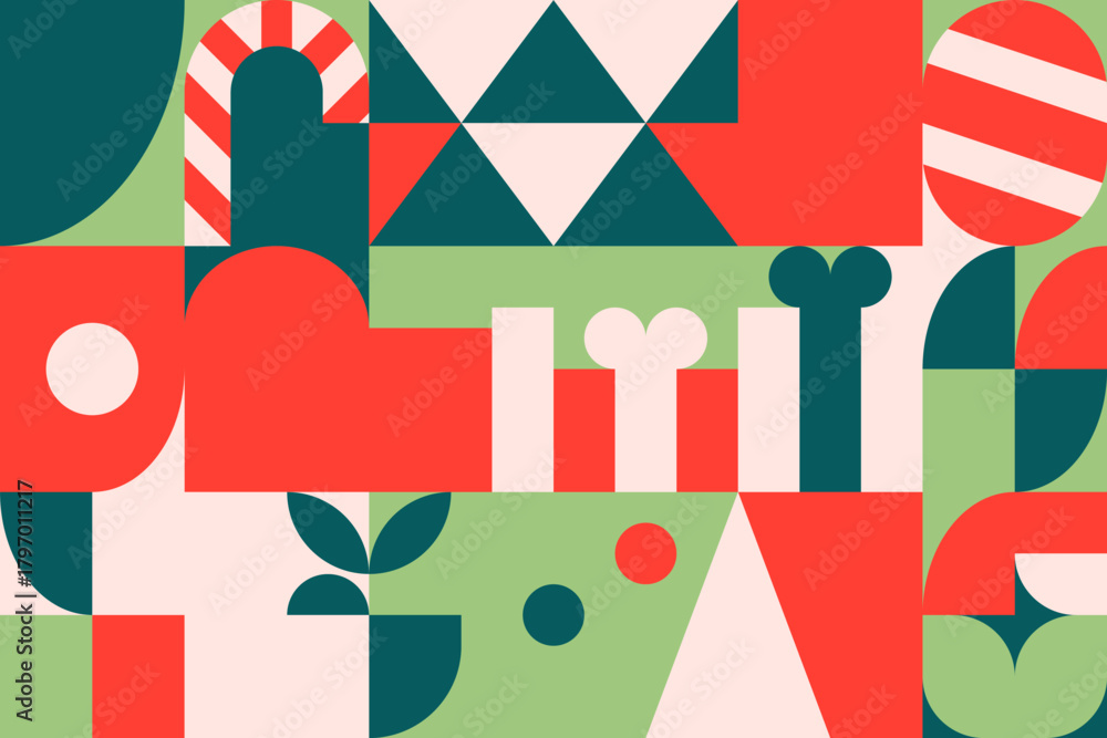 Naklejka premium Abstract geometric Christmas pattern design in retro style. Vector illustration. No.1
