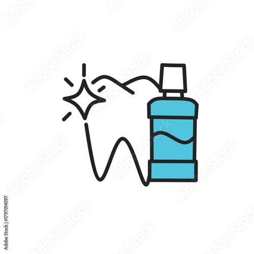 Dental Hygiene Icon with Mouthwash
