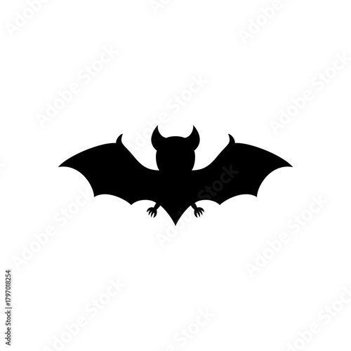 Devil bat animal silhouette vector flat design on white background.