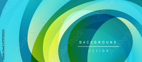 Abstract layers create vibrant circular pattern. Colors blend, forming dynamic visual experience. Modern design element.