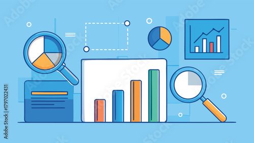 Business Analyst Examining Data Growth with Target and Chart Illustration