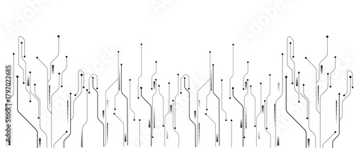 Technology background with crossed lines and dots. Abstract digital technology futuristic internet network speed connection white and black background.