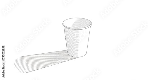 Vector illustration of simple line drawing of a paper cup