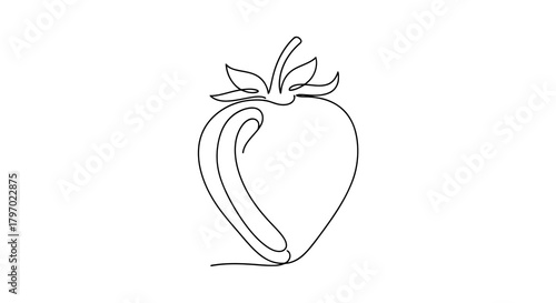 Vector illustration of single line drawing of a strawberry