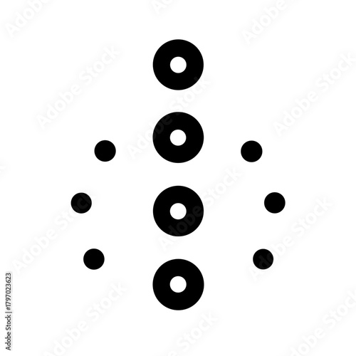 Symmetrical outline icon of an abstract floral or mandala design with dots. Perfect for spirituality, decoration, tattoo, meditation, and beauty sites or blogs focusing on harmony and pattern.
