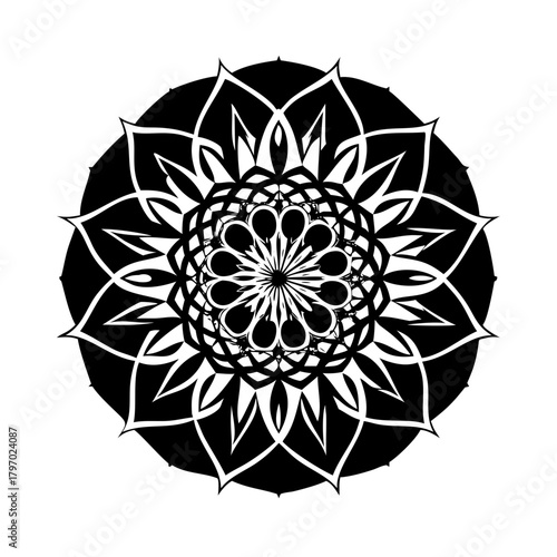 Detailed black and white line art of an ornate, radial mandala design, suitable for meditation, spirituality, and art blogs or coloring book sites.