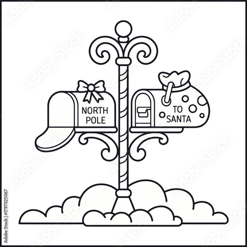 Whimsical north pole scene with festive elements perfect for holiday designs and winter celebrations