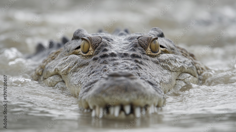 Obraz premium Crocodile marin féroce aux aguets sous la surface