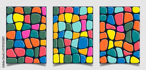 Aesthetic mid century modern Contemporary round square poster. Minimalist Geometry Art Set of 3 Prints for printable wall art, postcard, wallpaper, home decor.