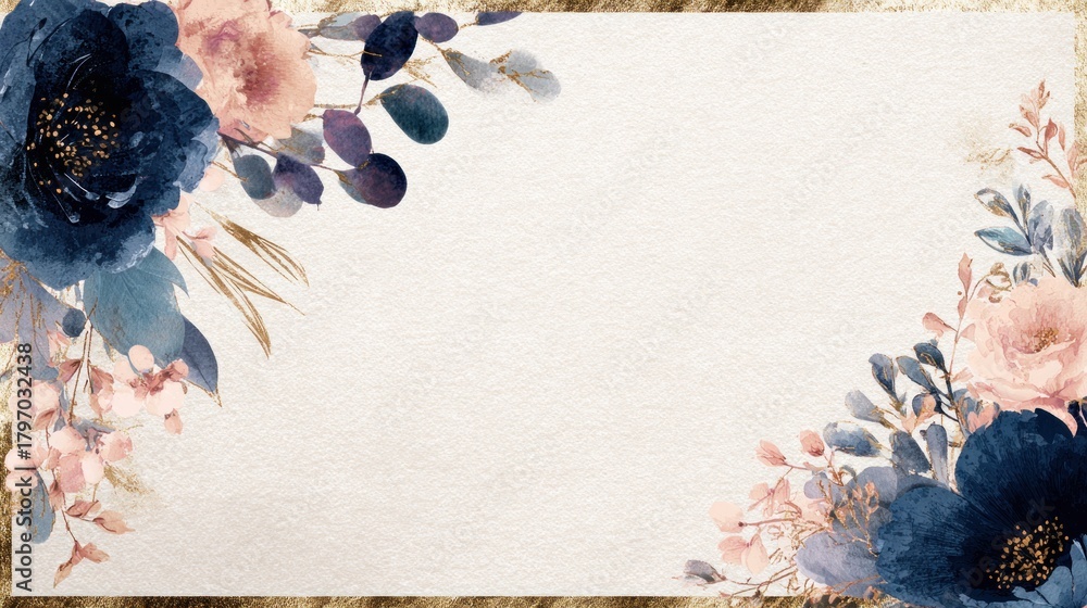 Naklejka premium Watercolor floral design with space for text invitation card template