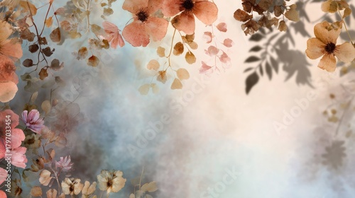 Floral watercolor design with delicate flowers and foliage illustration