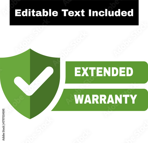 Extended warranty badge with editable text included