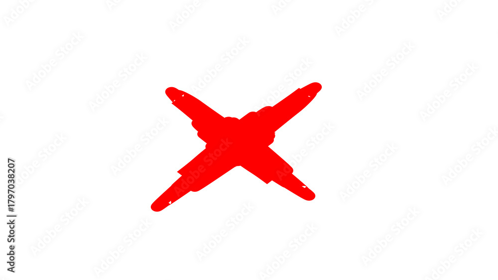 Obraz premium A hand-drawn red X mark, a symbol of negation or error, on a plain white background.