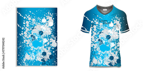 T-shirt Sport Design Template, T-shirt Mockup Abstract Grunge Sport Jersey Design For Cricket, Football Soccer, Racing, Sports, Running Soccer Jersey. Uniform Front View