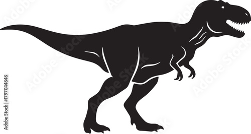A striking silhouette of a tyrannosaurus rex in a dynamic pose