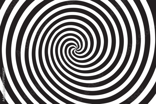A captivating spiral design composed of alternating black and white stripes