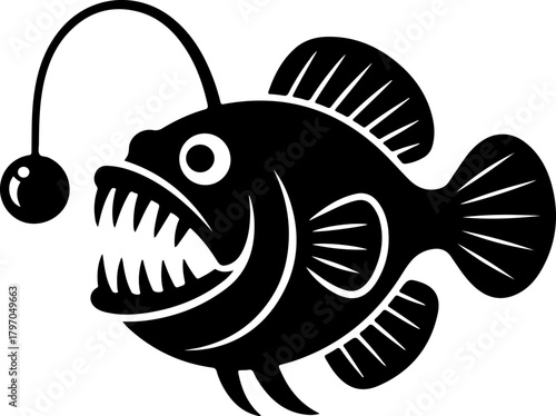 Angler fish silhouette vector illustration