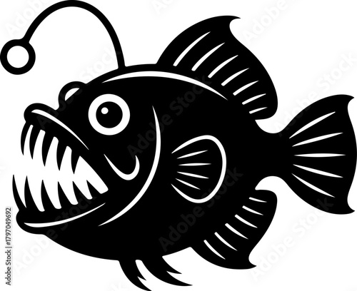 Angler fish silhouette vector illustration