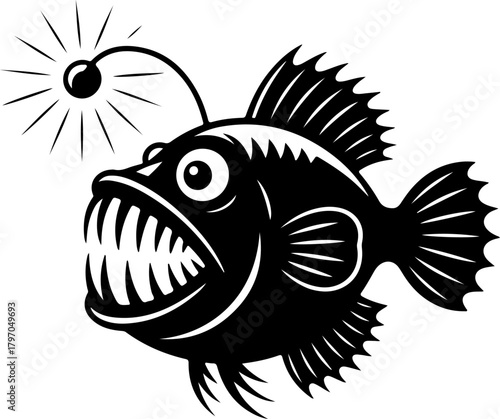 Angler fish silhouette vector illustration