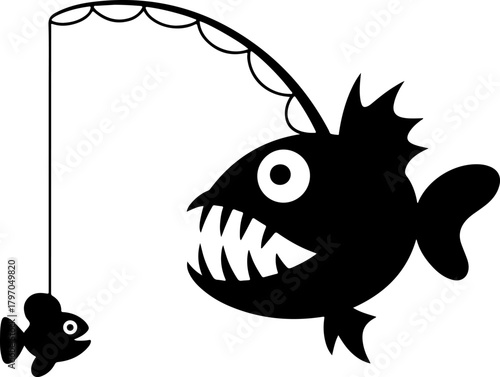 Angler fish silhouette vector illustration